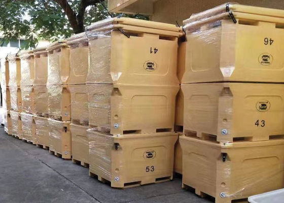 البلاستيك التناوب صب 1000L مربع الجليد البارد الجاف للمأكولات البحرية